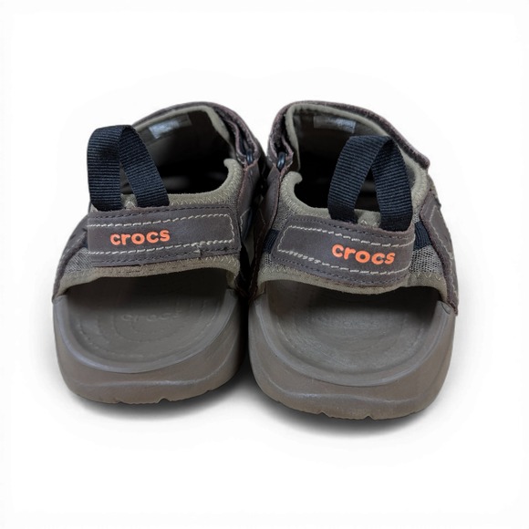 Crocs Swiftwater Leather Fisherman Sandals Mens 12 Brown Closed Toe Outdoor - Picture 4 of 8